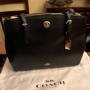 Coach Navy Textured Leather Tote with tags and dust bag NEW